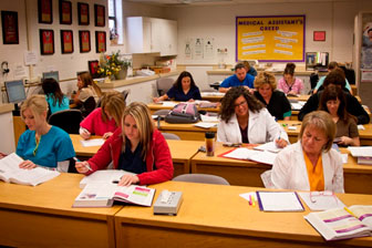 students in a nursing classroom