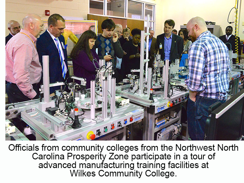 Northwess NC Prosperity Zone officials touring Advance Manufacturing Training Facility