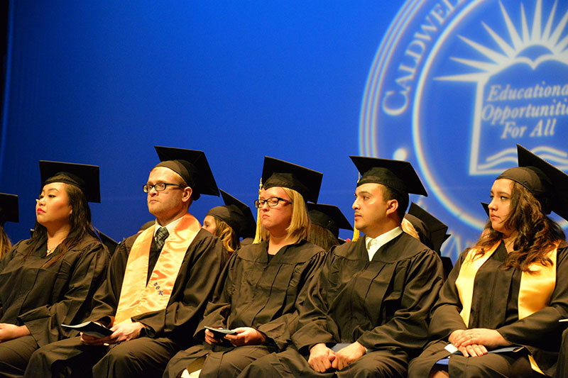 Graduates on stage during 2017 Graduation ceremony