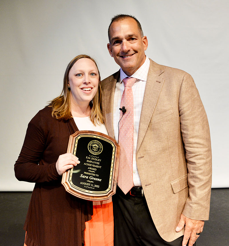 Sara Greene awarded the E.M. Dudley Employee Achievement Award