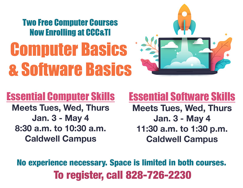 ad for Computer Training classes starting in January