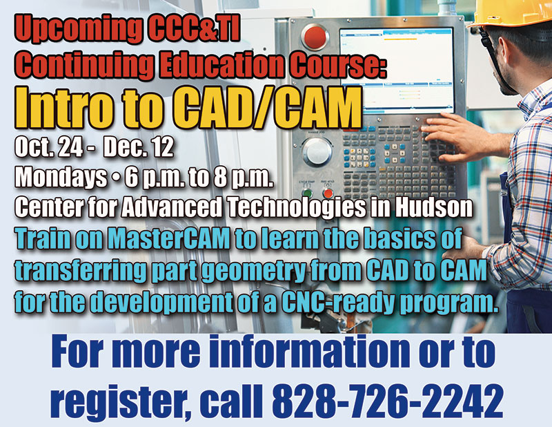 ad for Intro to CAD/CAM class starting 7/12/2022