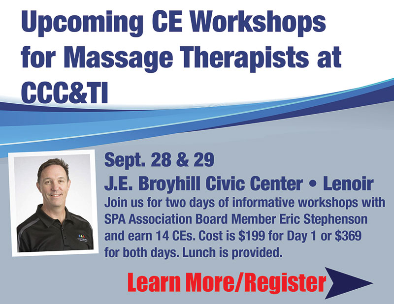 Ad for Massage Therapy CE Event
